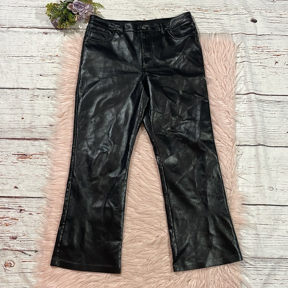 Aritzia Sunday Best Gabby Faux Leather Straight Leg High Rise Pants